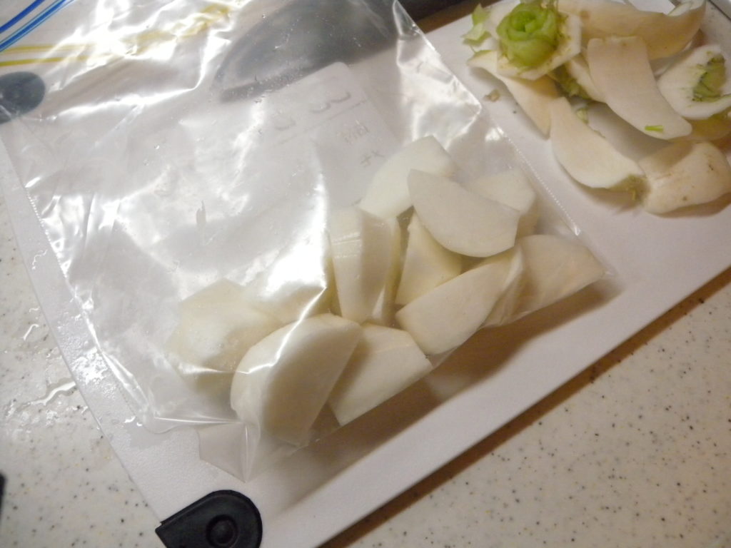 Put the turnips in a bag and freeze them.