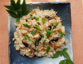 Easy cooked rice arranged with simmered dried daikon radish