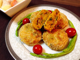 Pumpkin croquettes with minced meat