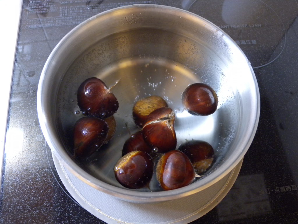 Boil chestnuts to preserve them