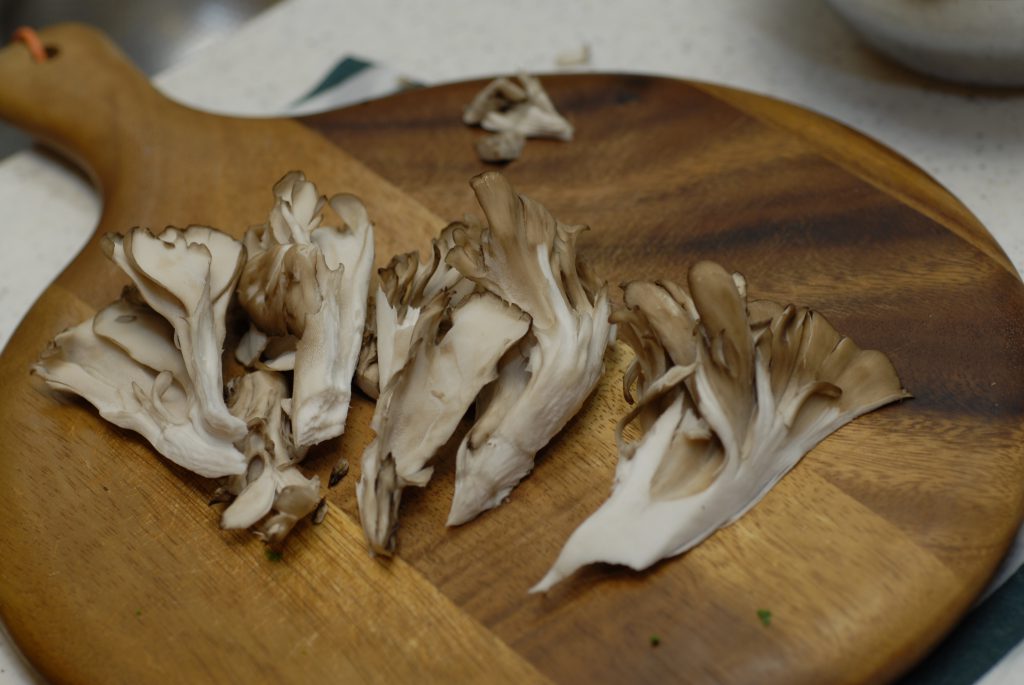Cut and store the maitake mushrooms