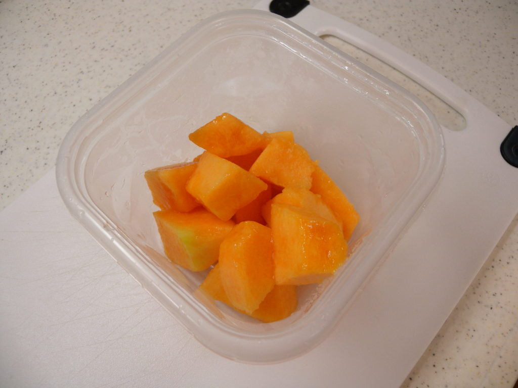 Freeze the melon in a Tupperware container.