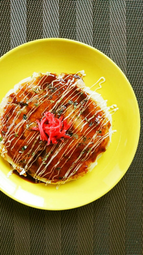 Chewy okonomiyaki with fresh onions