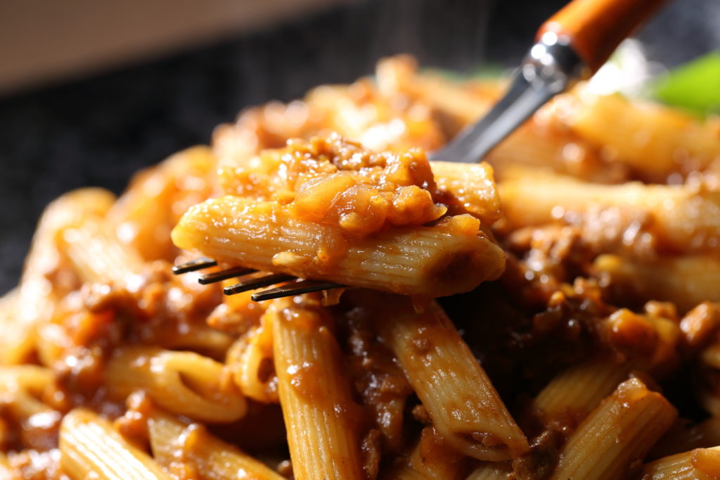 Bolognese with lotus root