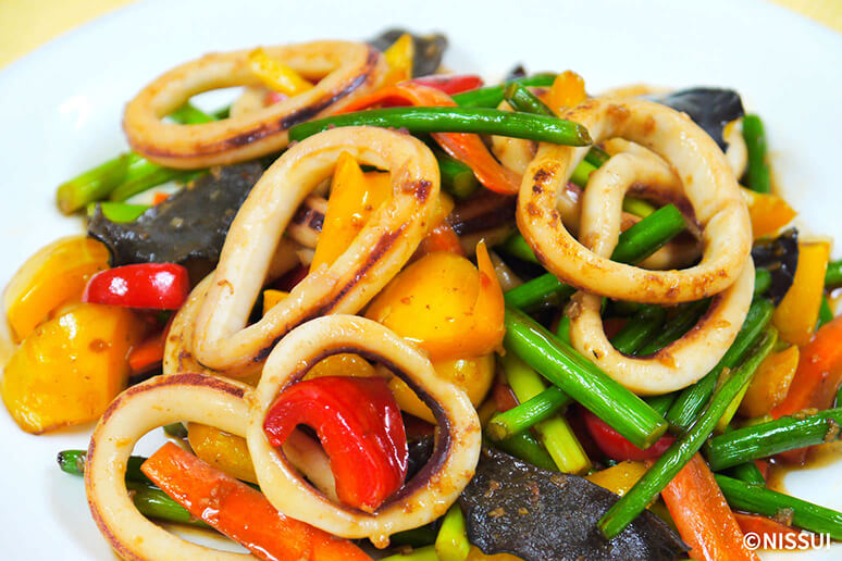 Stir-fried squid and vegetables