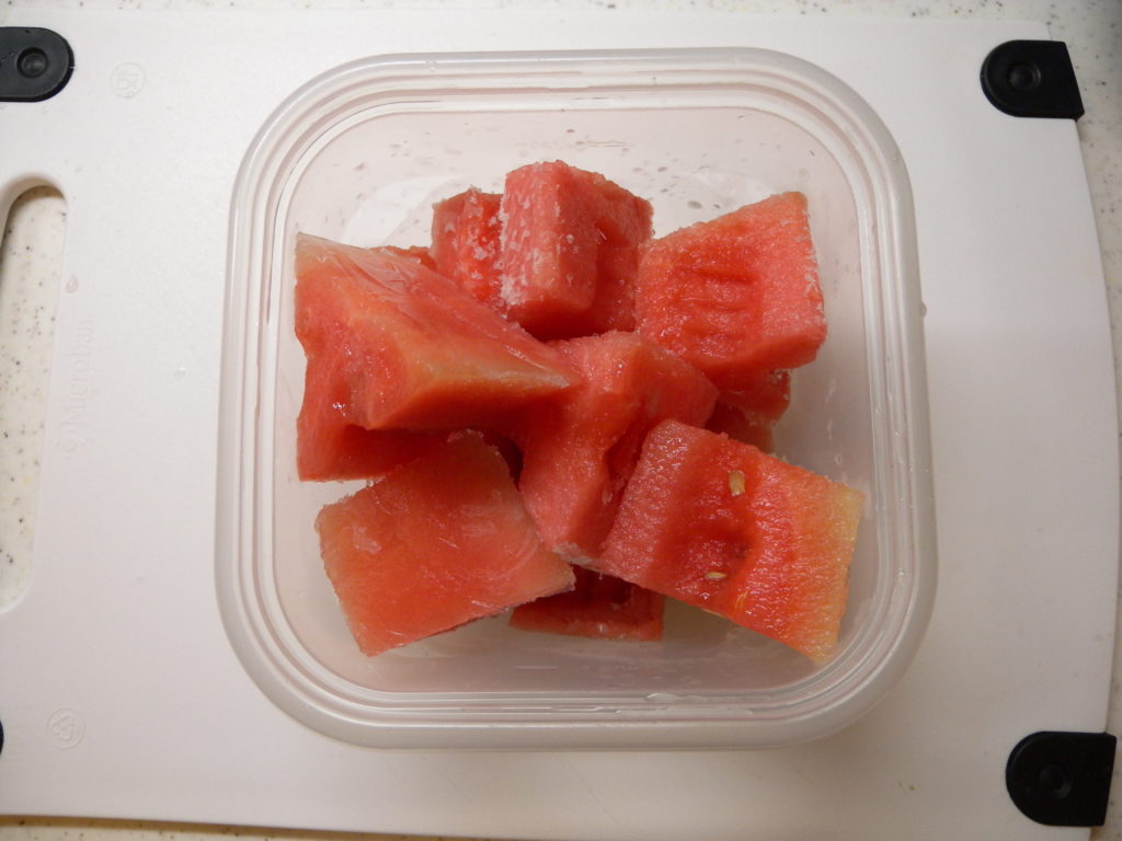 Cut and freeze watermelon