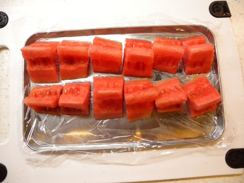 Freeze and store watermelon on a metal vat
