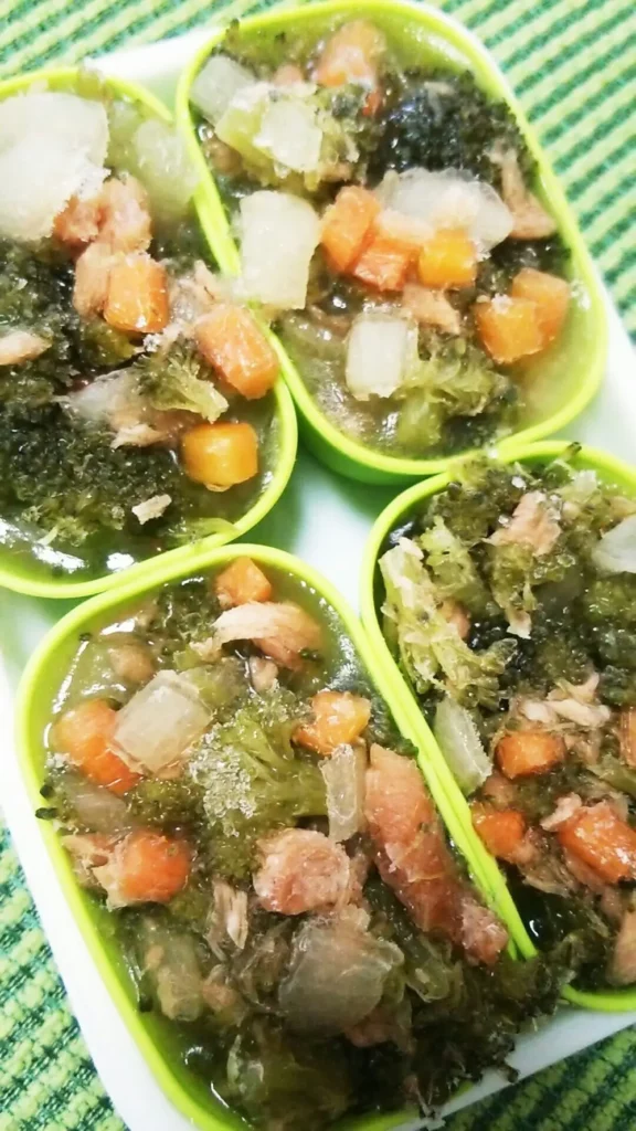栄養満点の離乳食！野菜たっぷり冷凍鮭スープ