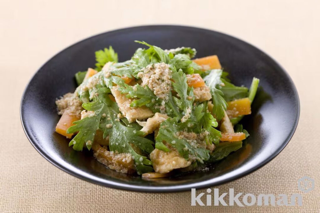 Chrysanthemum and carrot with sesame dressing