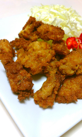 Fried chicken with arranged recipe