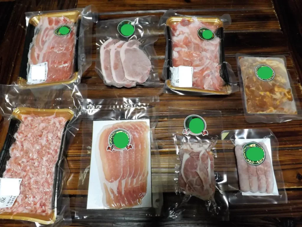 Frozen pork, minced meat, and processed meat packages