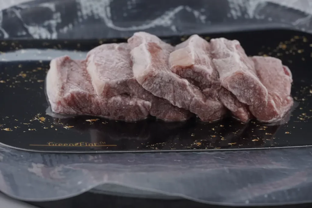 Beef slices frozen in an Art Lock freezer